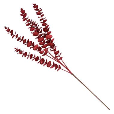 Fiore Ramo Foglie Rosso Glitter cm.80