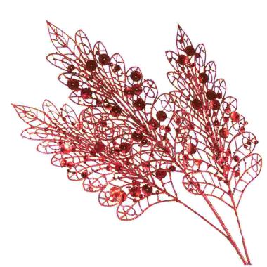 Fiore Ramo Rosso con Paillettes cm.78