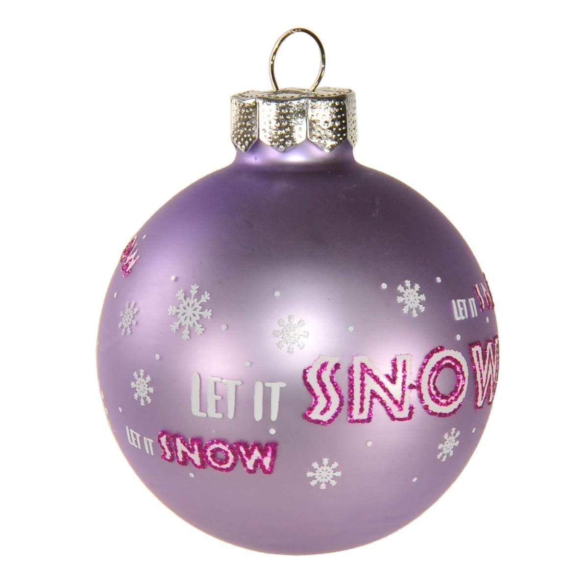Pallina Natale Vetro cm.6 Lilla Opaco con Scritte |Inge's Glass
