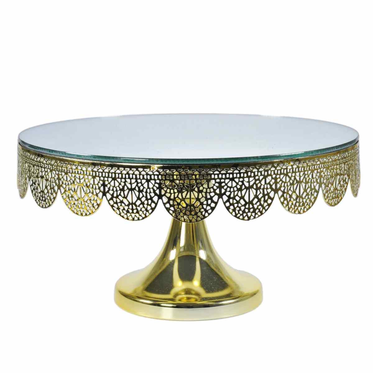 Centrotavola Alzata Metallo Oro con Specchio cm.25 | Silani