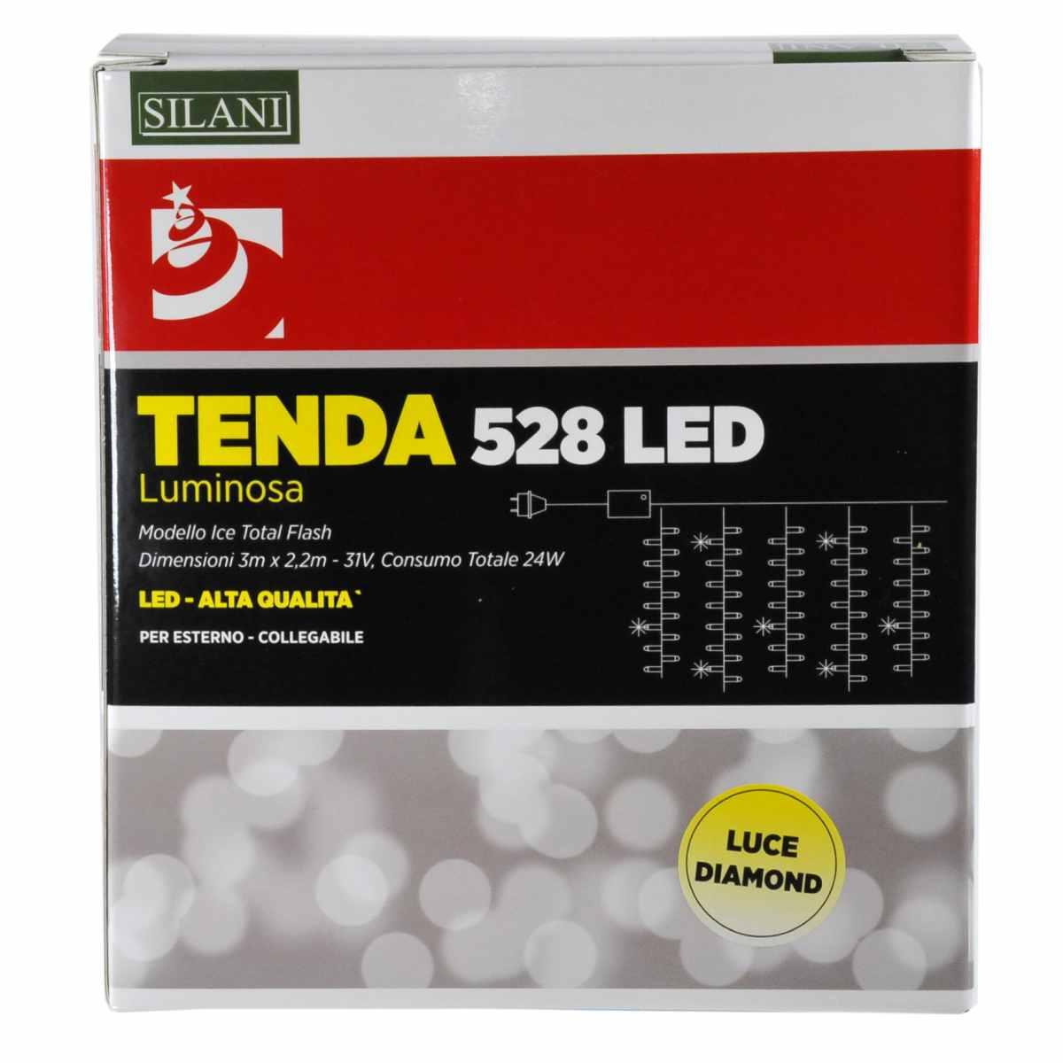 Luci Tenda 528 Led Bianco Diamond con Flash Led Prolungabili cm.300xh220