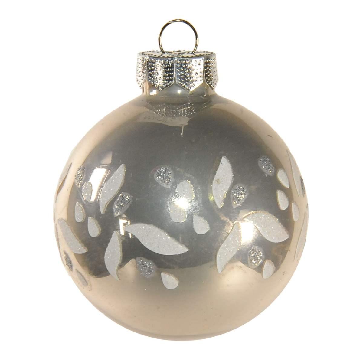 Pallina Natale Vetro cm.6 Argento Lucido con Strass |Inge's Glass