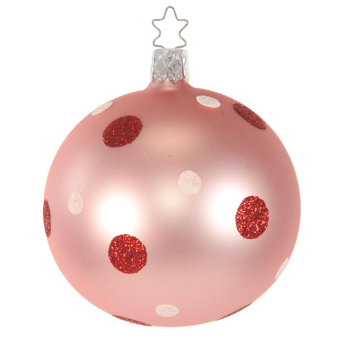 Pallina Natale Vetro Collezione cm.8 Rosa Chiaro a Pois |Inge's Glass