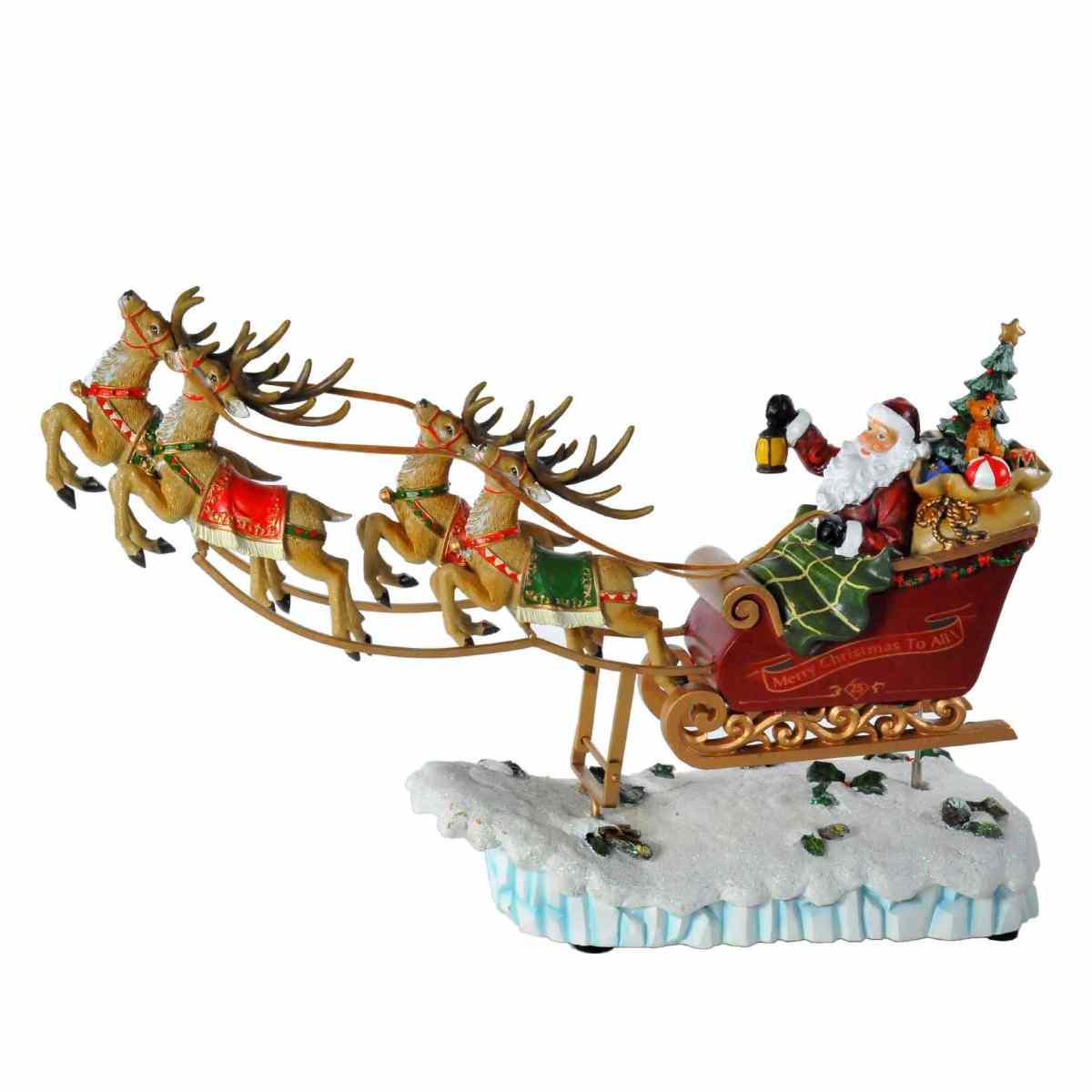 Slitta Lamart Babbo con Renne Carrillon cm.36x12x26 |Lamart