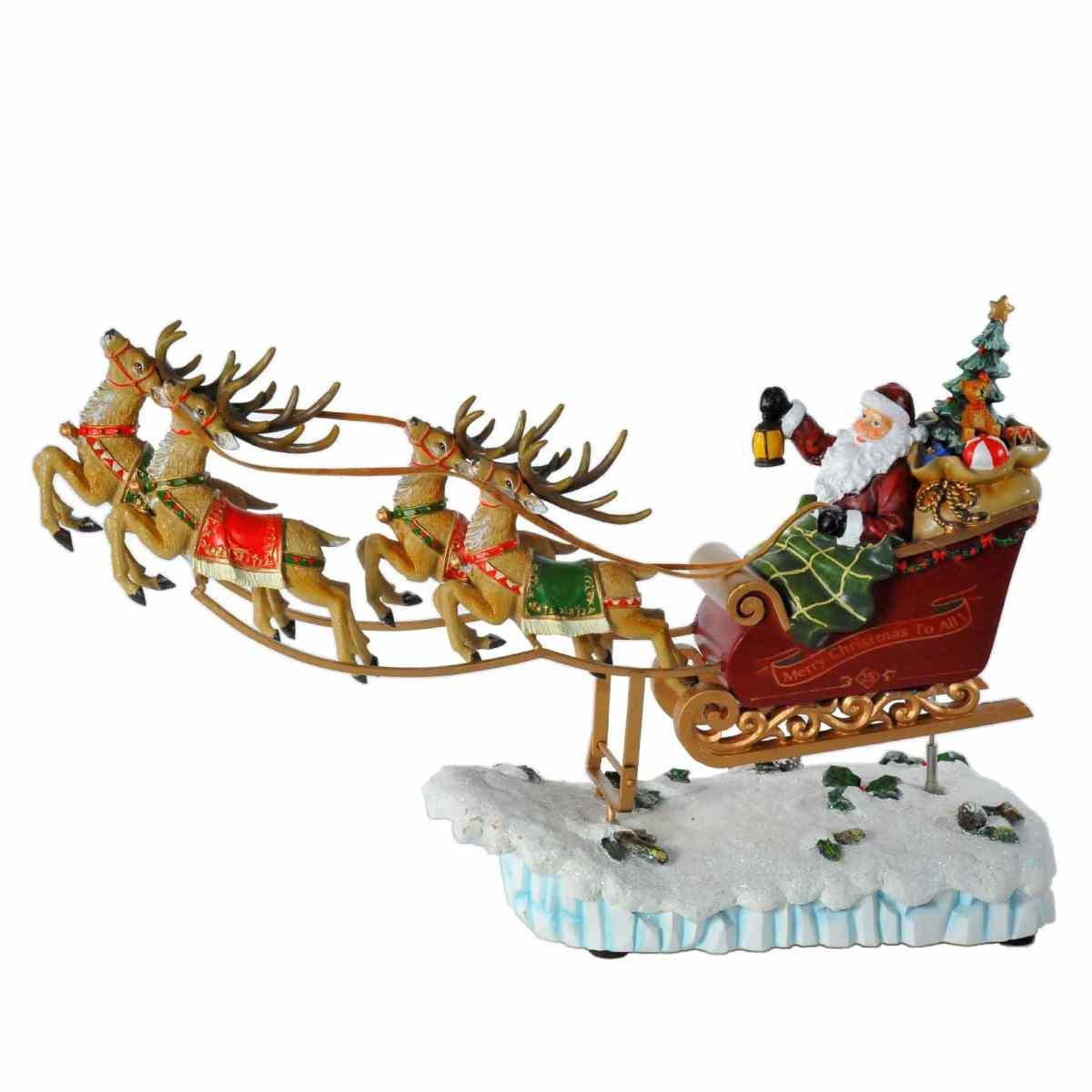 Slitta Lamart Babbo con Renne Carrillon cm.36x12x26 |Lamart