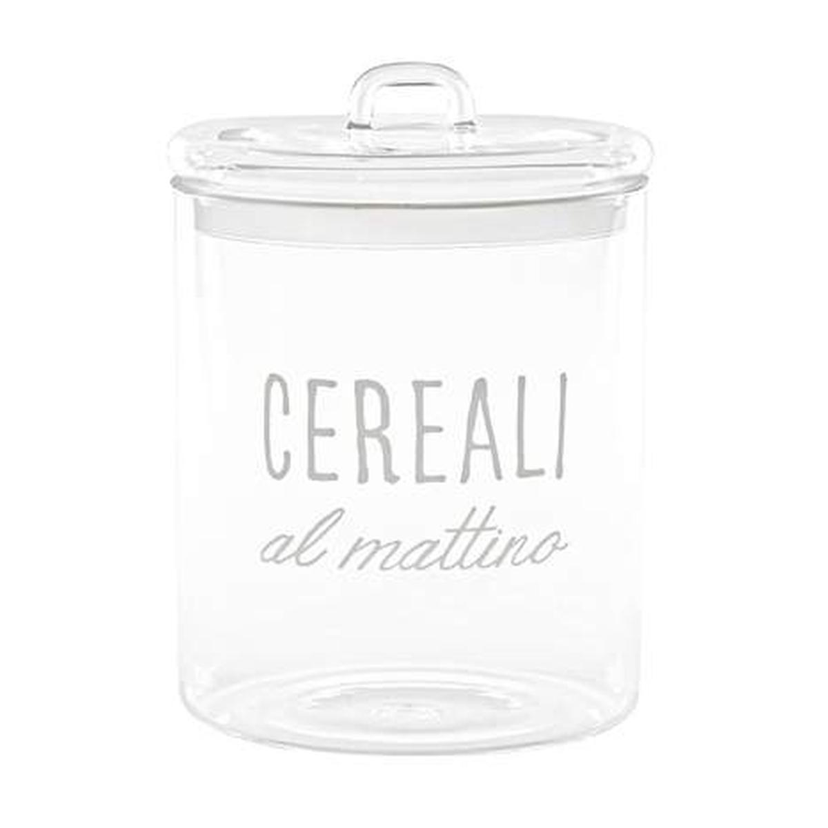 Barattolo Vetro Simple Day Cereali con Scritta Bianca cm.Ø15x22