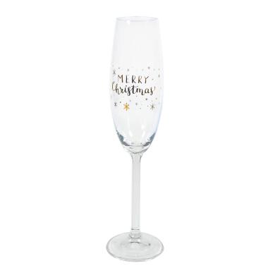 Bicchiere Vetro Calice Flute Simple Day Merry Christmas Set pz.2