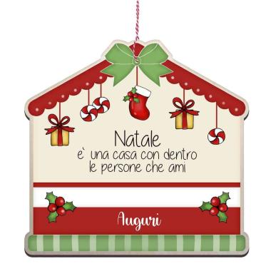 Targa Legno Natale "Auguri" con spazio da Personalizzare cm.25x24