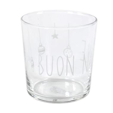 Bicchiere Acqua Vetro Simple Day con Scritta Buon Natale ml.370