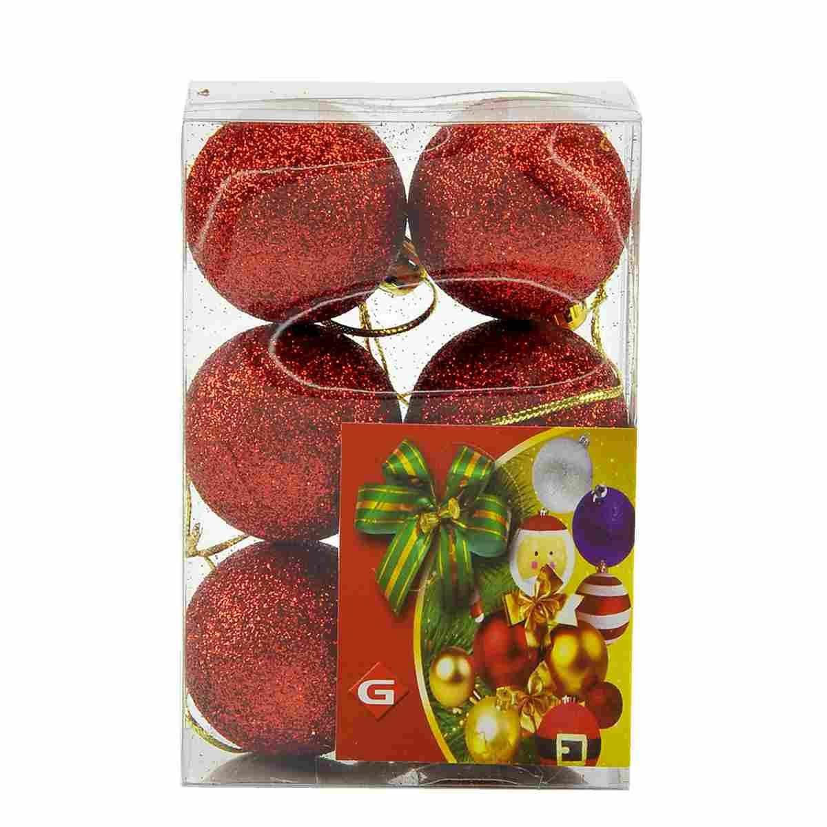 Pallina Natale cm.4 Rosso Glitter Set pz.6 |M2 Store