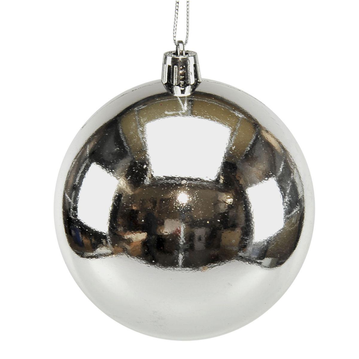 Pallina Natale cm.8 Argento Lucido Set pz.6 |M2 Store