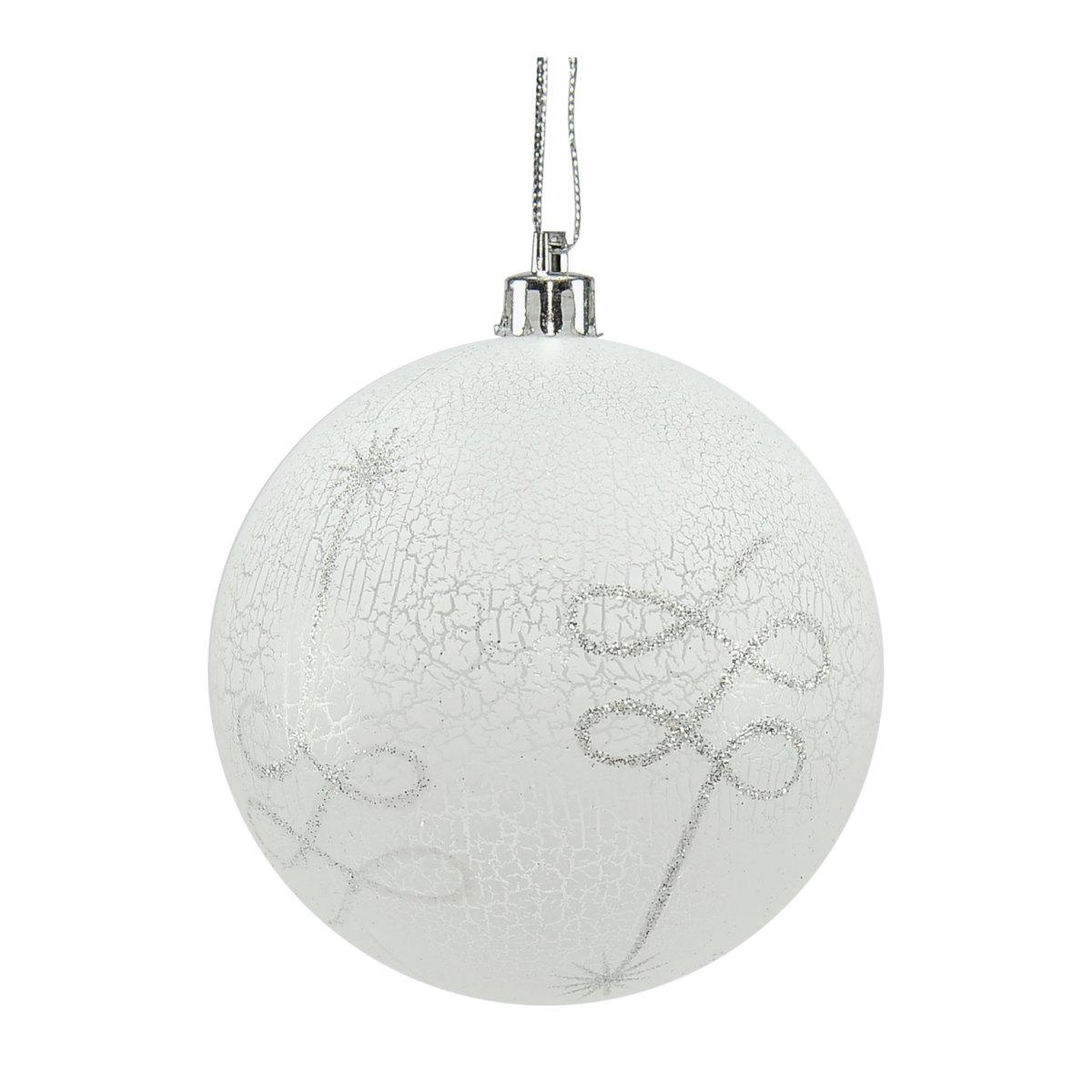 Pallina Natale cm.8 Bianco Cracl Dec Glitter Set pz.4 |M2 Store