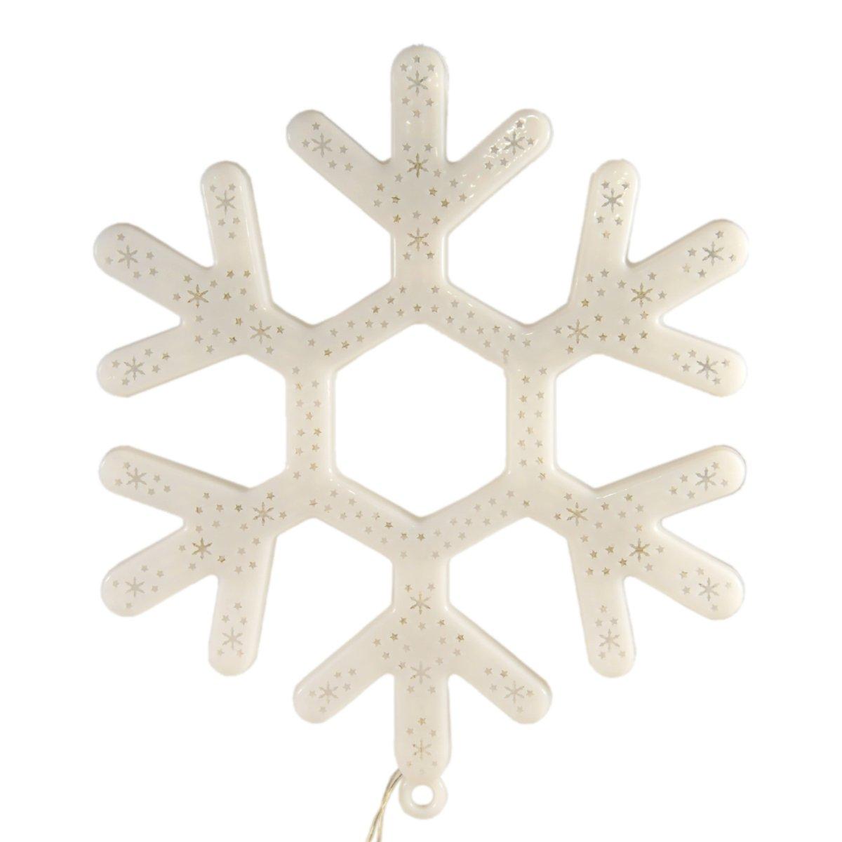Fiocco di Neve PVC 24 Led Bianco Freddo Batteria cm.30