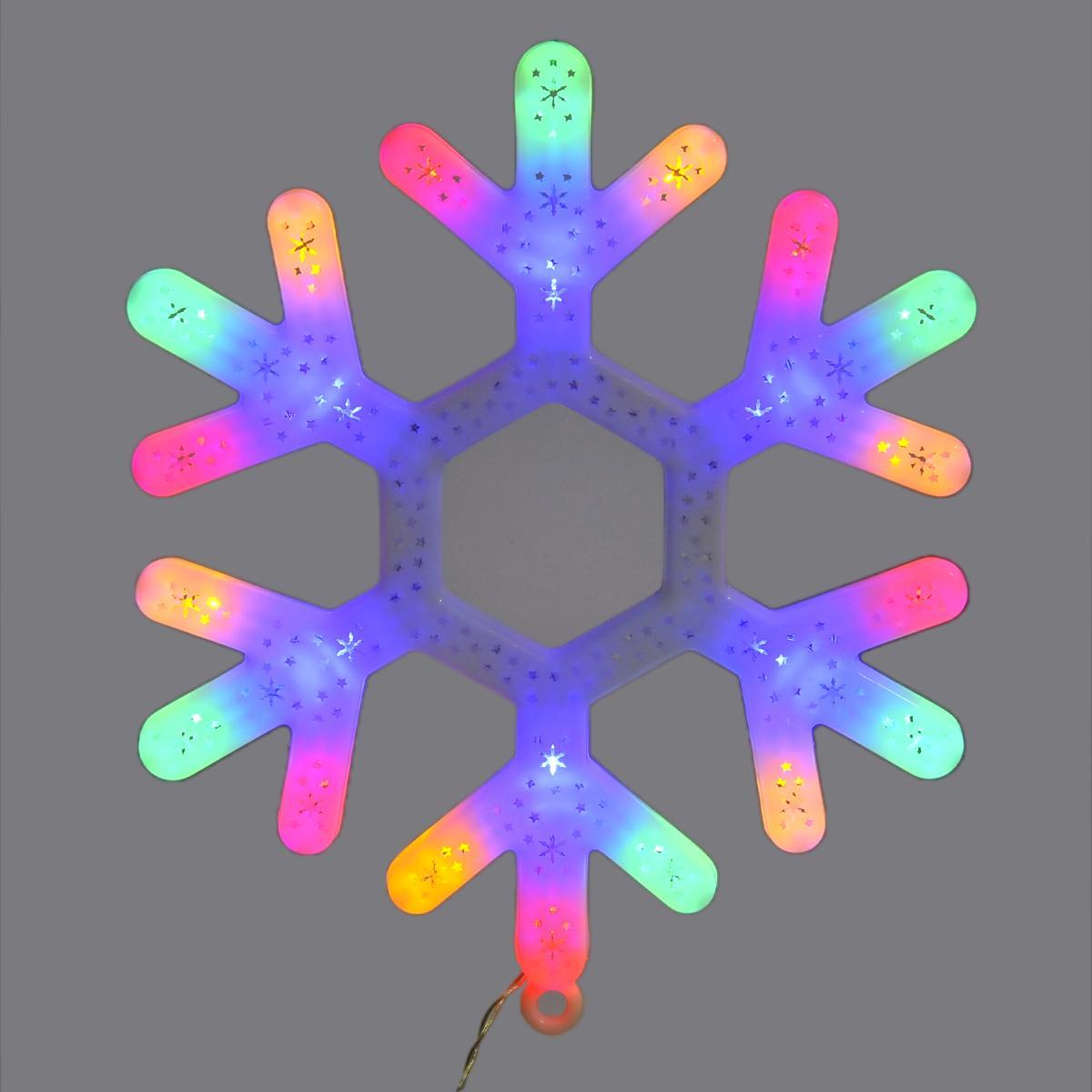 Fiocco di Neve PVC 24 Led Multicolor Batteria cm.30