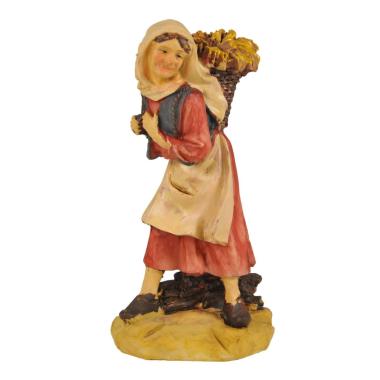 Statue Presepe - Donna con Cesta sulle Spalle cm.15