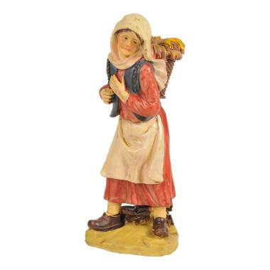 Statue Presepe - Donna con Cesta sulle Spalle cm.20