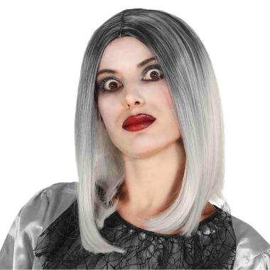 Parrucca Caschetto Nera Bianca Liscia Lunga |Guirca