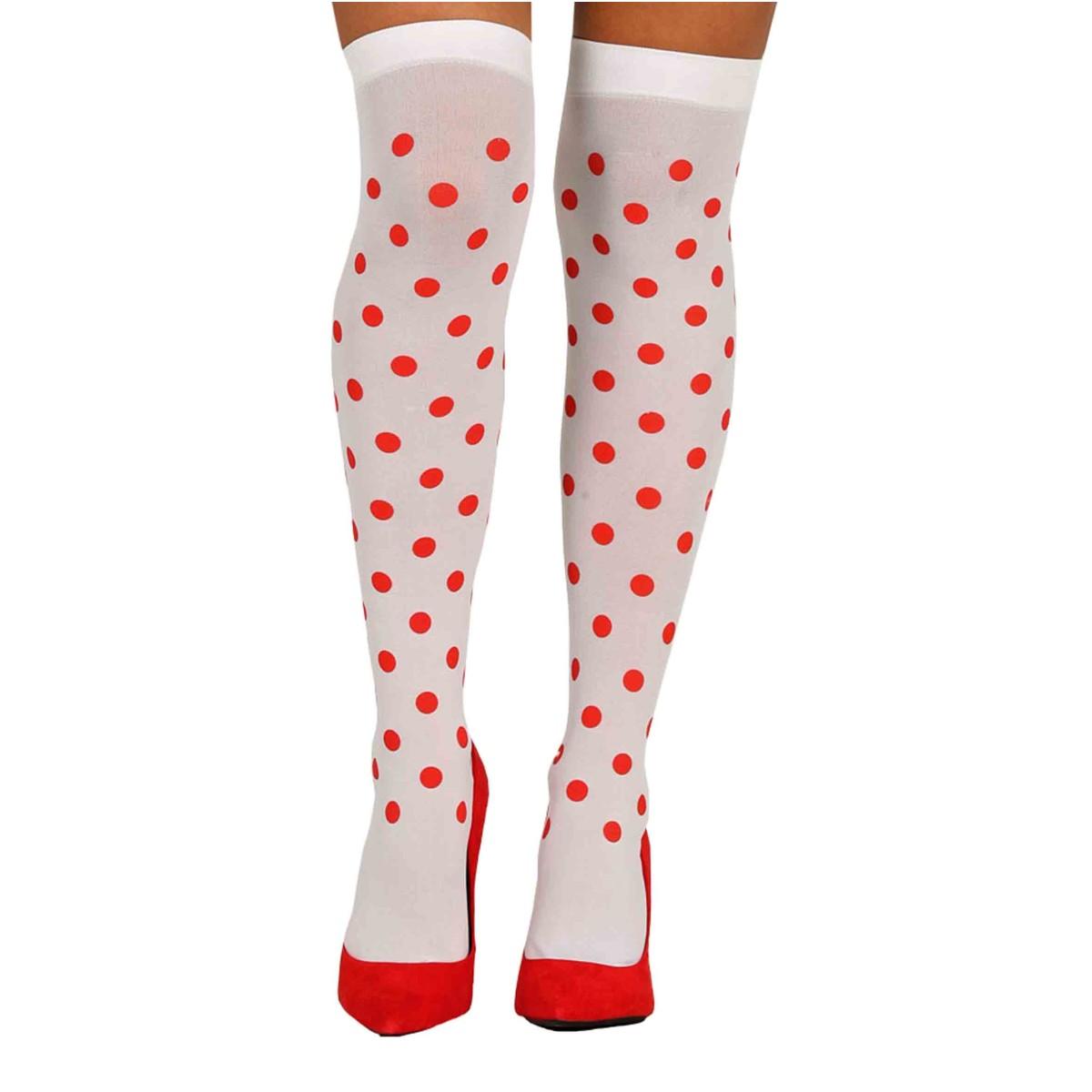 Collant Autoreggenti Bianche Pois Rossi |Leg Avenue