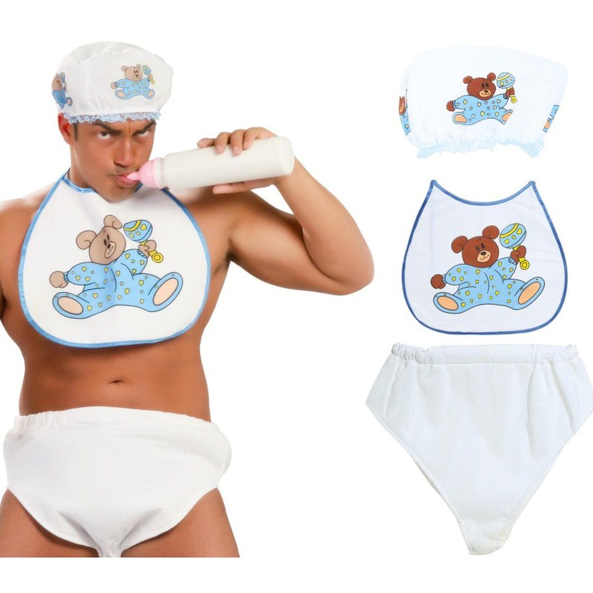 Bebe Azzurro Bavaglino Con Cuffia Con Pannolino 3465 |Carnival Toys