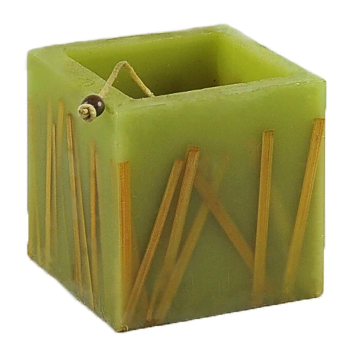 Candela Cubo Verde con Bamb cm.9,8x9,8xh10