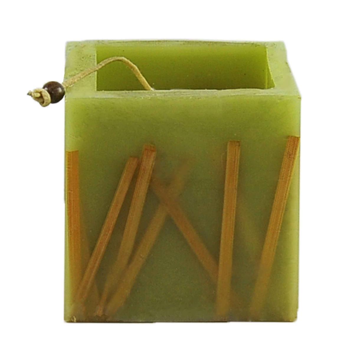 Candela Cubo Verde con Bamb cm.9,8x9,8xh10