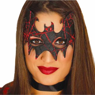 Maschera Pipistrello Tessuto Nera e Rossa