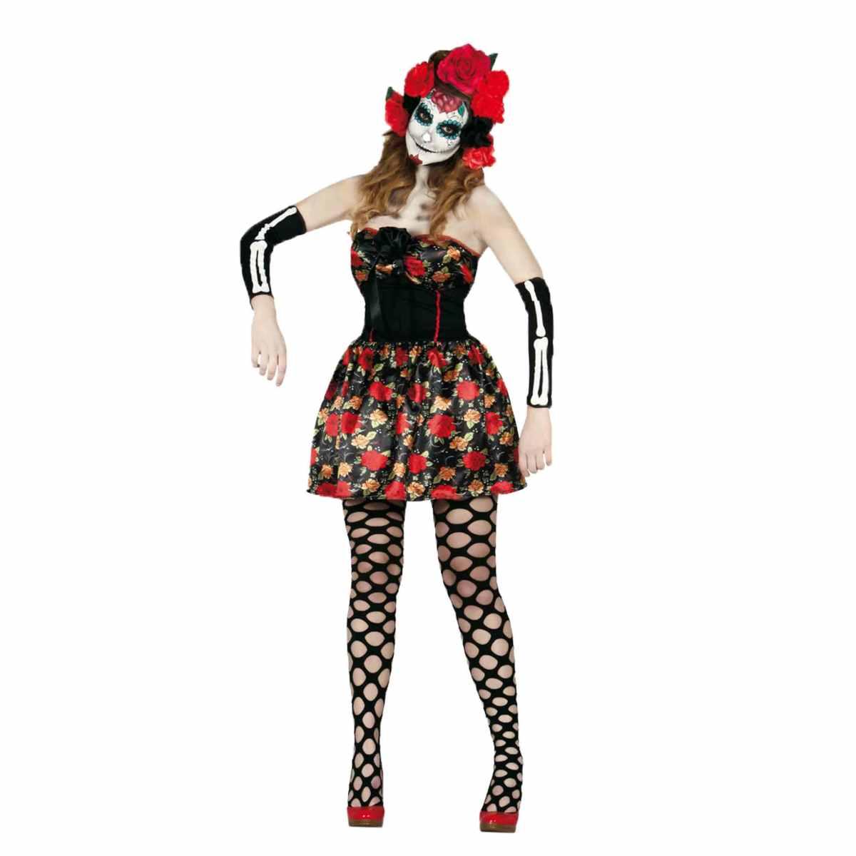 Costume Scheletro Messicano Catrina Donna per Halloween - su