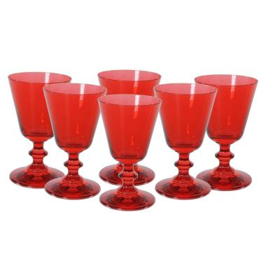 Bicchieri Vetro Set pz.6 Calice France Rosso ml.190
