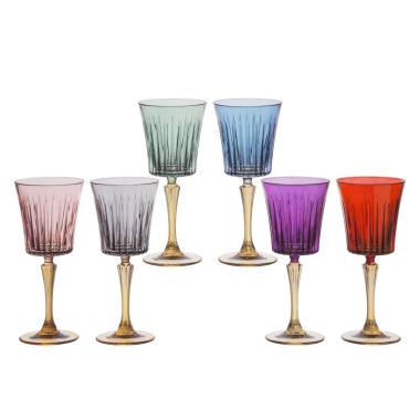Bicchieri Vetro Set pz.6 Acqua Arlecchino Bicolore c21