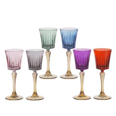 Bicchiere Vino Vetro Arlecchino Bicolore cm.Ø8x19,5 Set 6 Pezzi