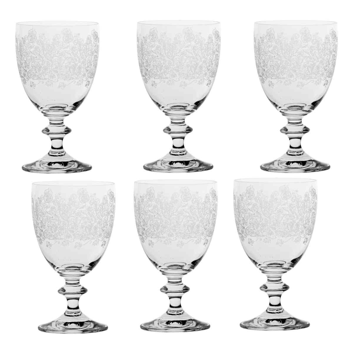 Set 6 calici da vino in vetro soffiato trasparente