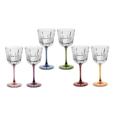 Bicchiere Vino Vetro Incontro Bicolore cm.Ø8,5xh19,5 Set 6 Pezzi