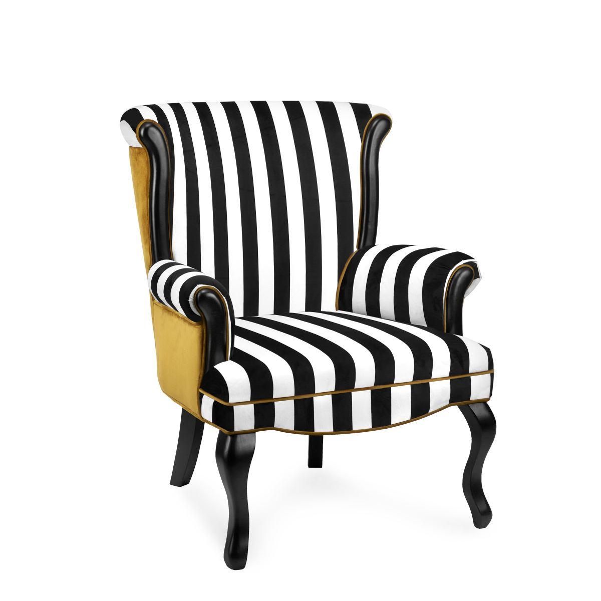 Poltrona Minerva Righe Bianco Nero cm.76x76x90 | Fade