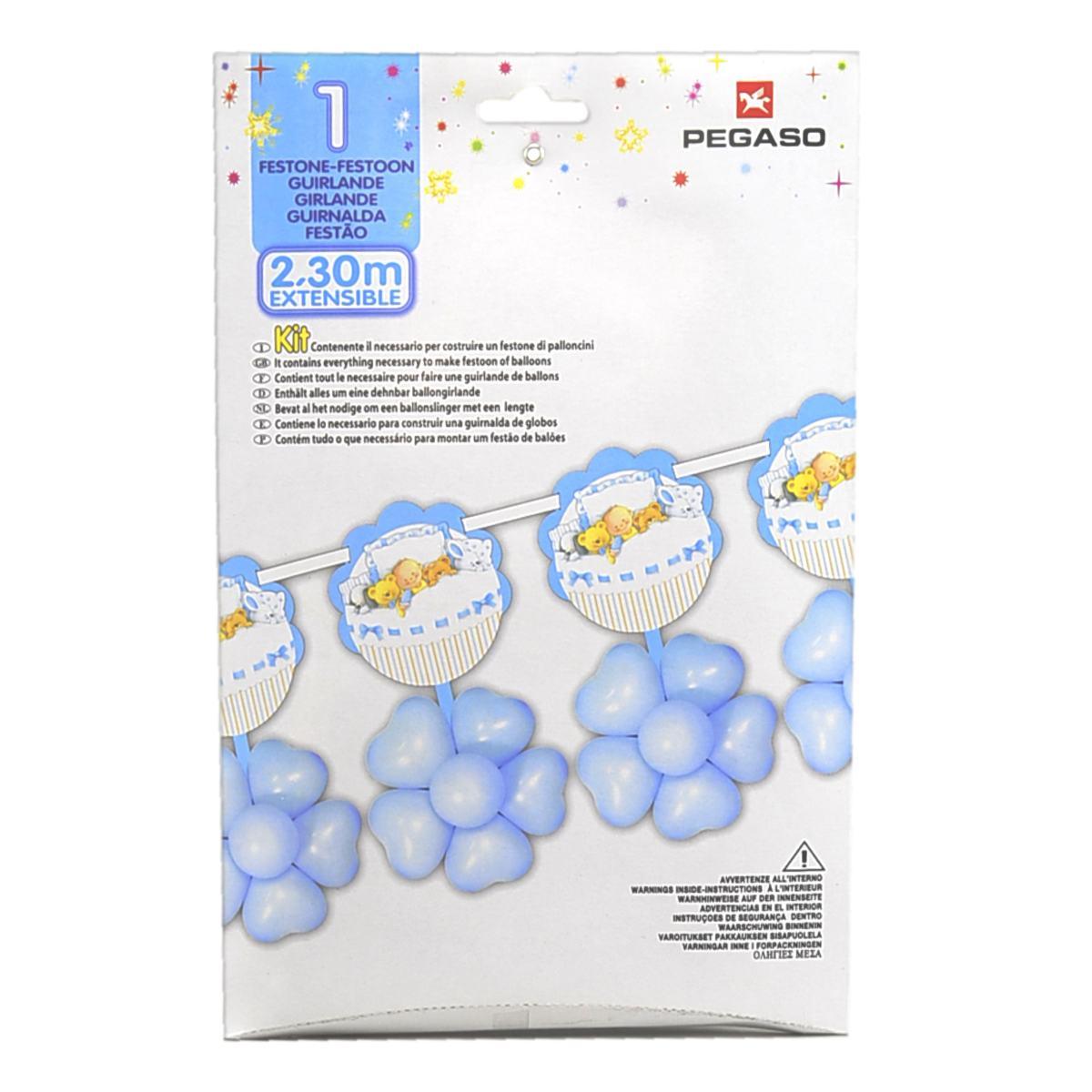 Festone Party Nascita Azzurro con Palloncini mt.2,30 |M2 Store
