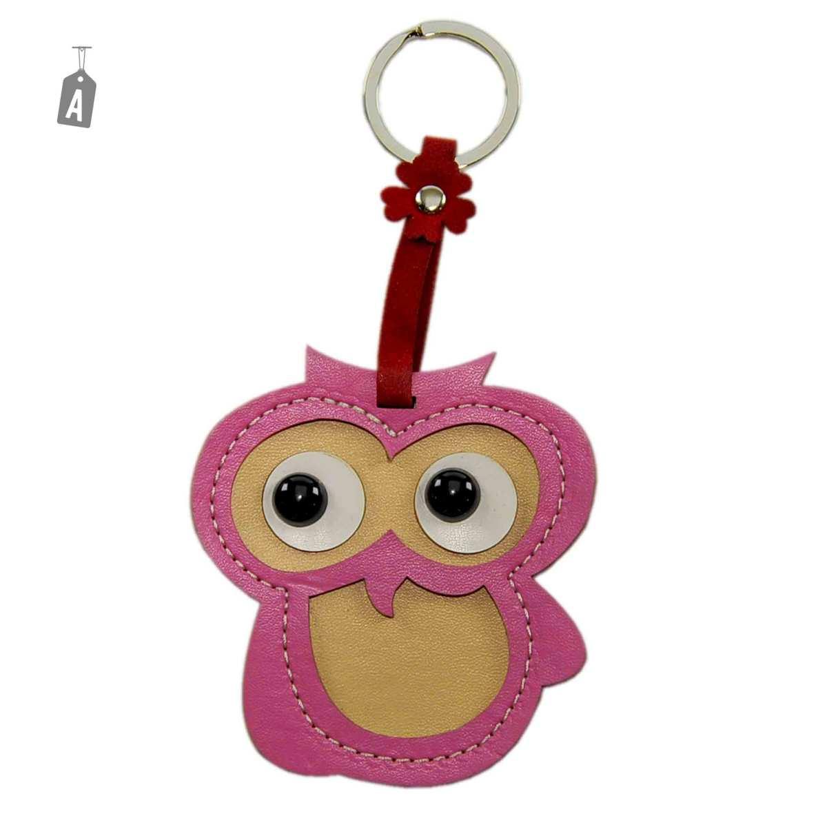 Portachiave Ecopelle Gufo Rosa cm.8 | Controcorrente