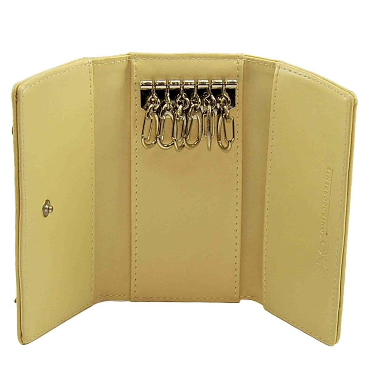 Portachiave Ecopelle Beige 6 Ganci cm.7,5x12,5 | Controcorrente