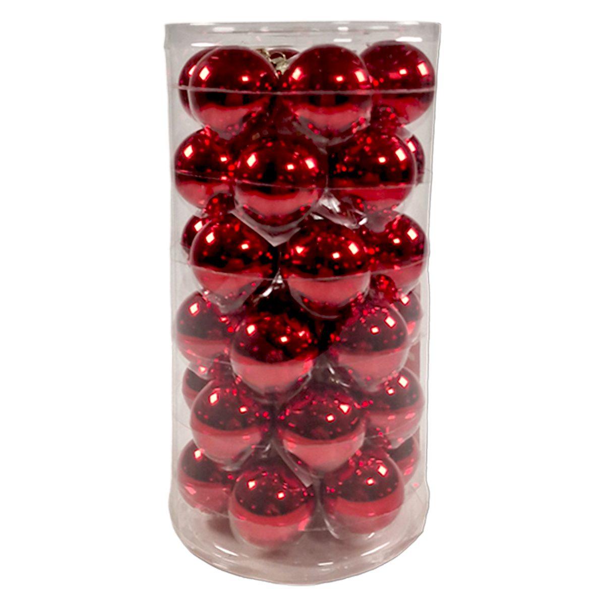 Pallina Natale Vetro cm.4 Rosso Lucido Set pz.36 |Silani