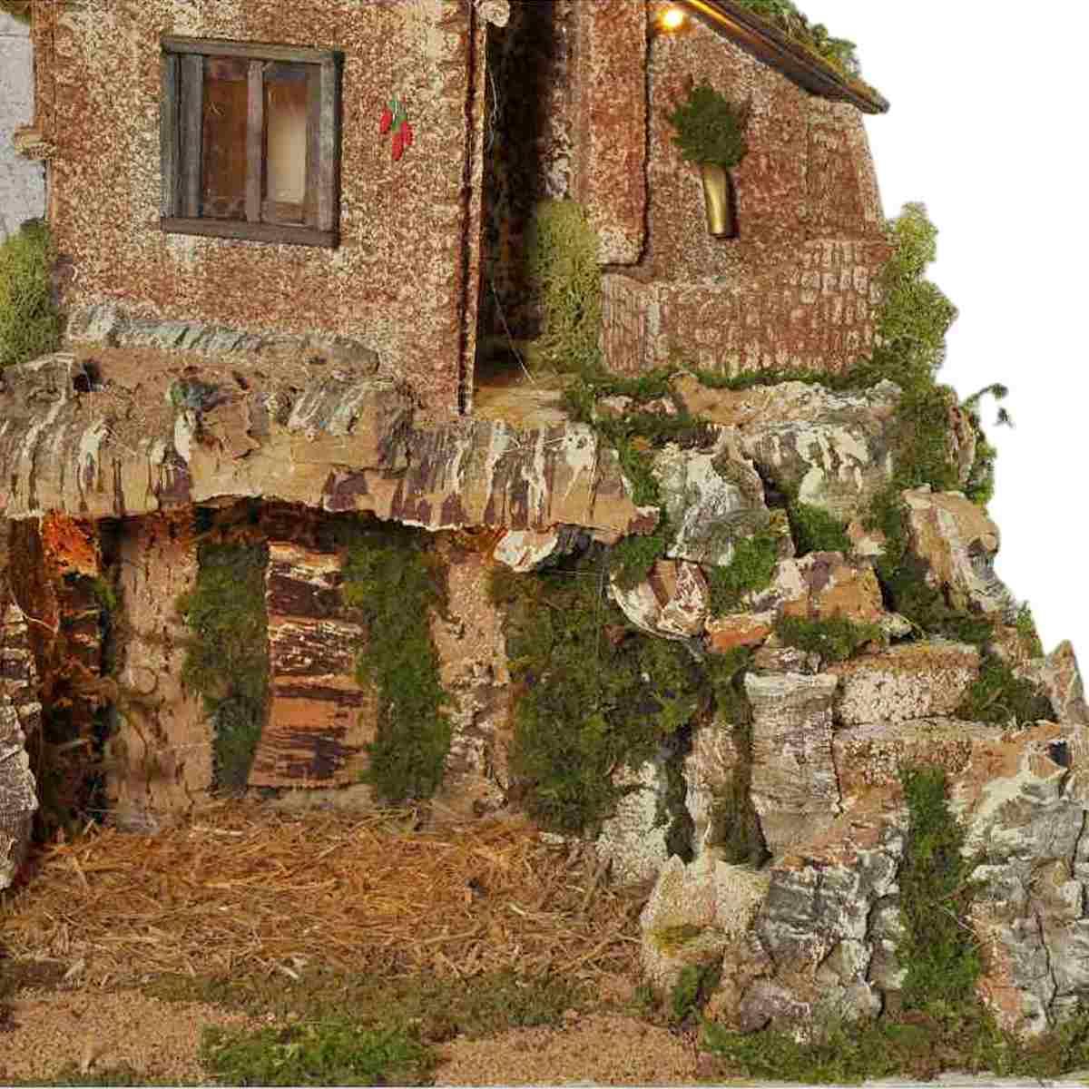 Peasaggio Presepe con Luci Torre Fontana Grotta cm.57x37xh50