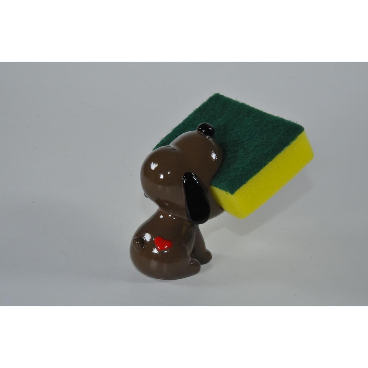 Porta Spugne Ceramica Cane Marrone cm.10 | Montemaggi
