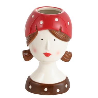 Vaso Ceramica Girl con Bandana Rossa cm.12,5