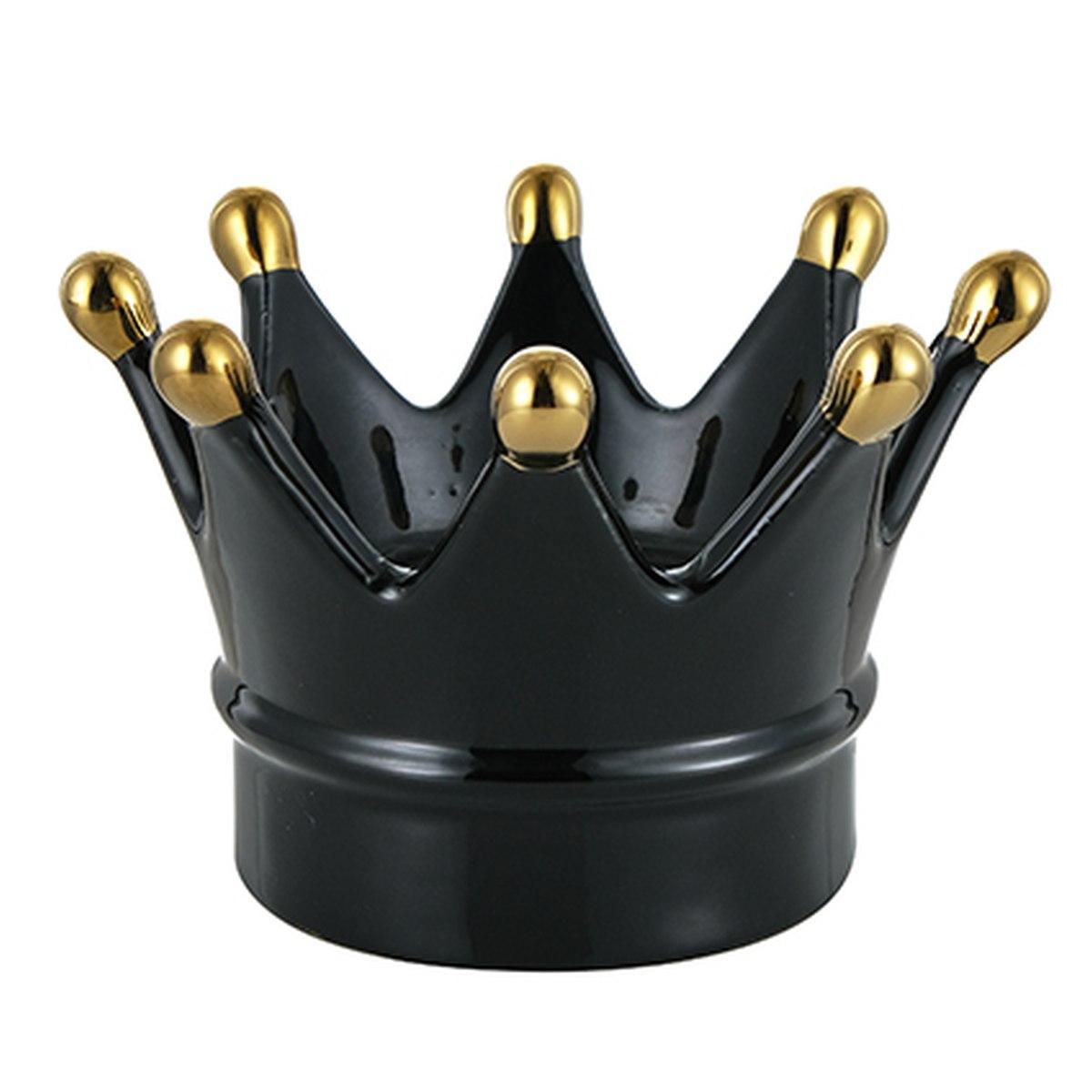 Corona Porcellana Nera con Punte Oro cm.Ø15x10