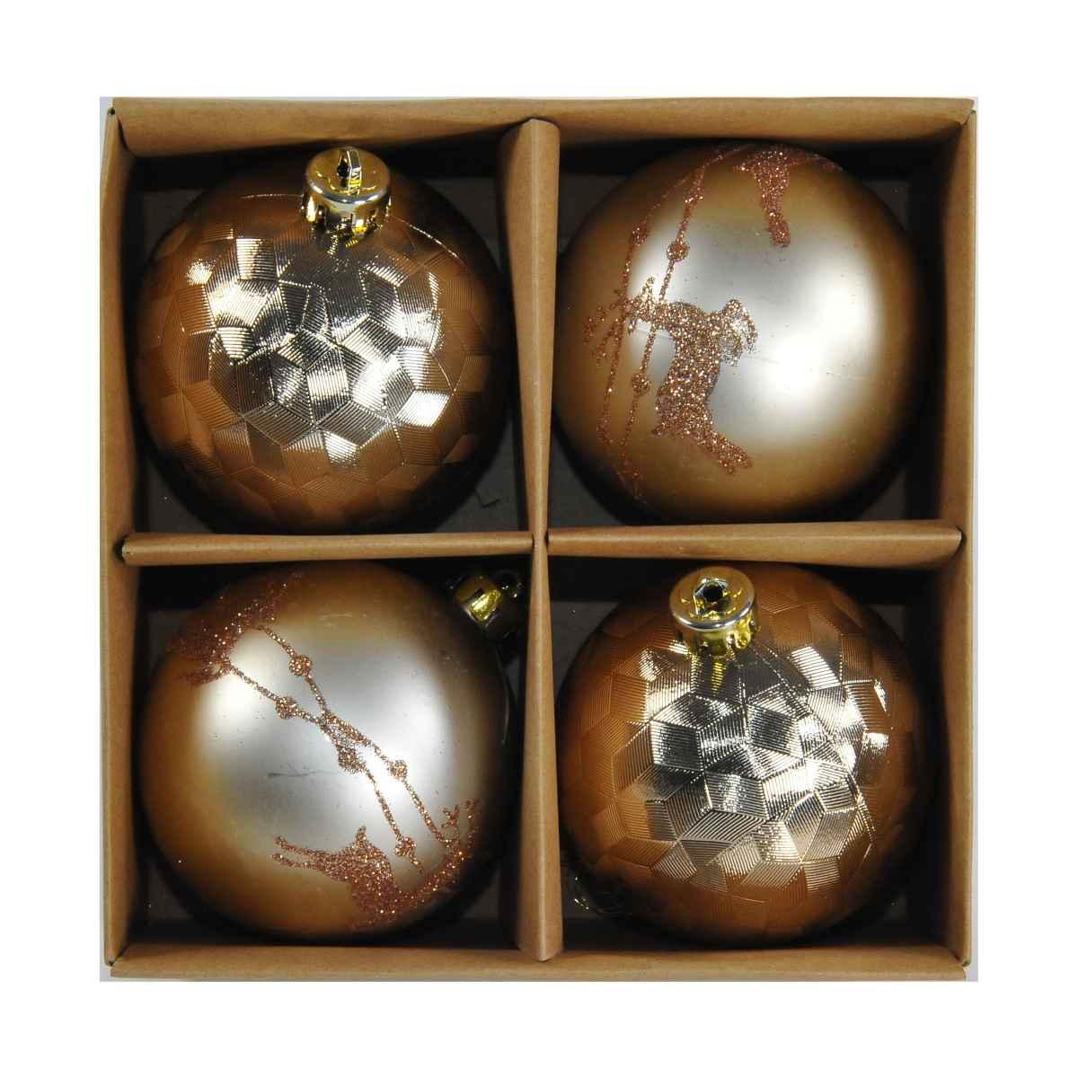 Pallina Natale cm.8 Oro Assortita Set pz.4 |Mazzeo