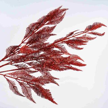 Fiore Natale Foglie Rosso Glitter cm.85