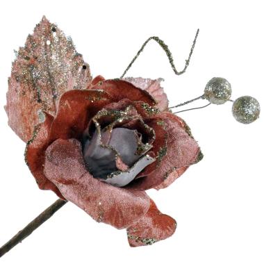 Fiore Natale Rosa con Glitter cm.70