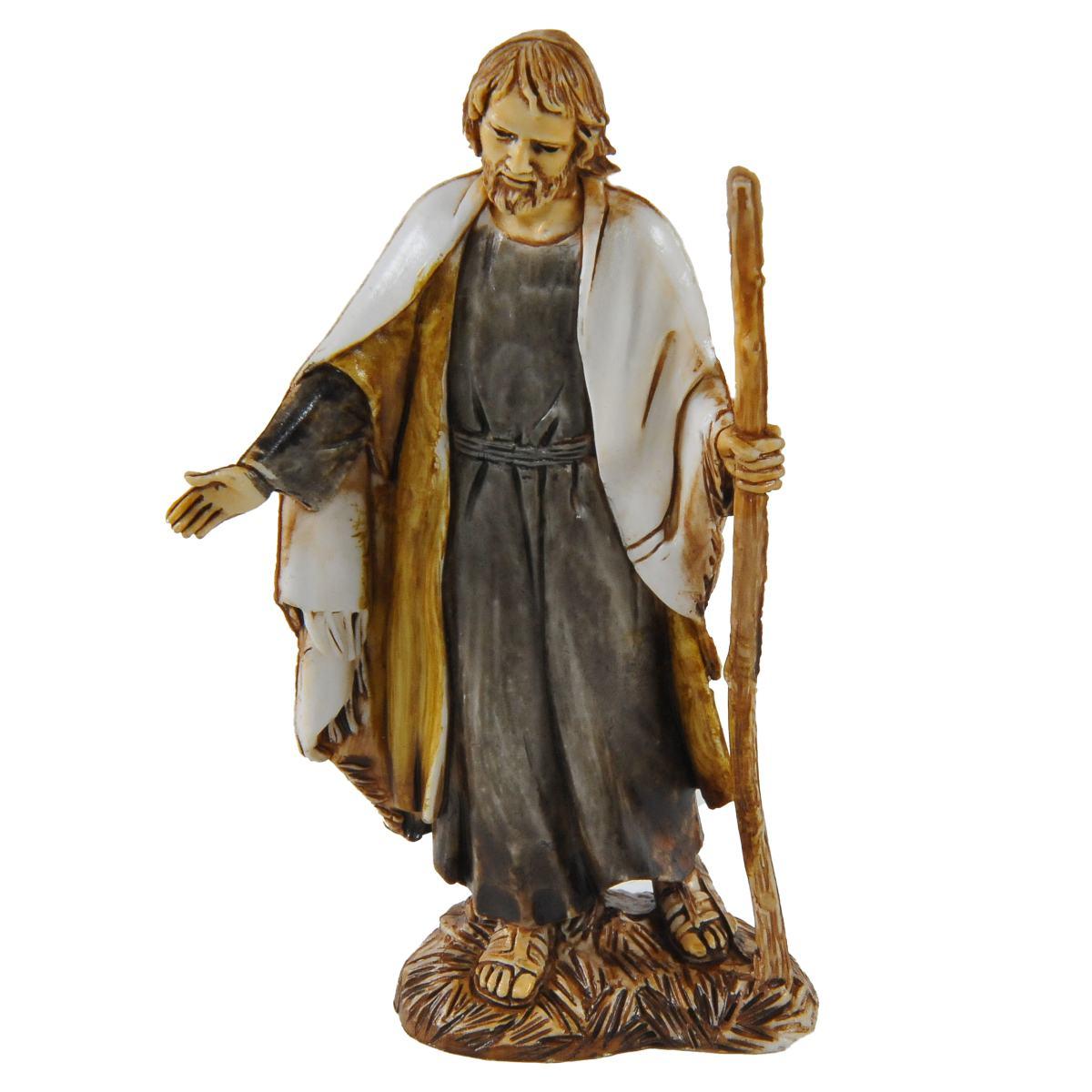 Statua presepe 10 cm san giuseppe con bastone