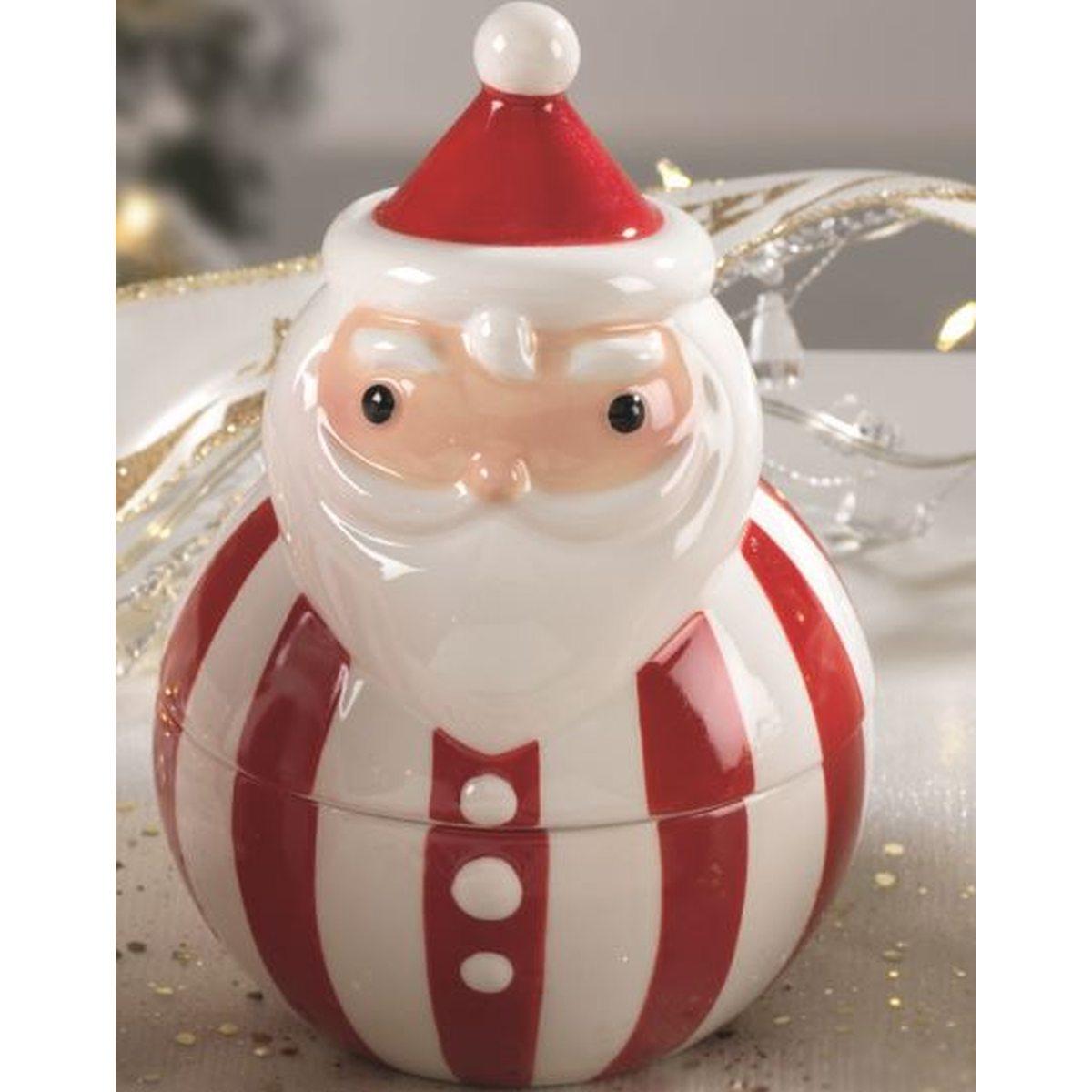 Barattolo Natale Ceramica con Babbo Natale cm.Ø10x14
