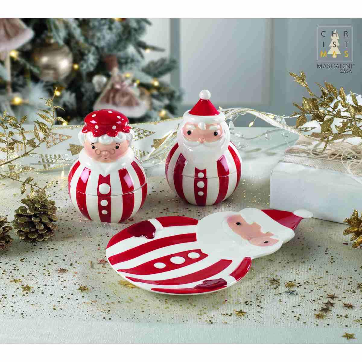 Barattolo Natale Ceramica con Babbo Natale cm.Ø10x14