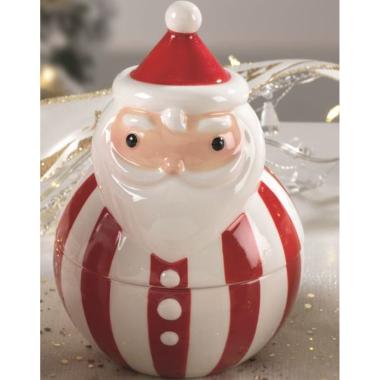 Barattolo Natale Ceramica con Babbo Natale cm.Ø10x14 -032B