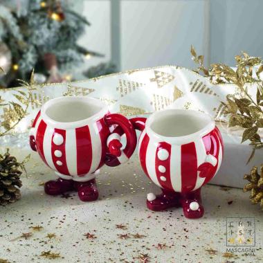 Tazza Natale Colazione Ceramica con Piedini Confezione Set pz.2