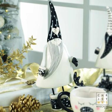 Babbo Natale Ceramica Bianco Nero cm.36